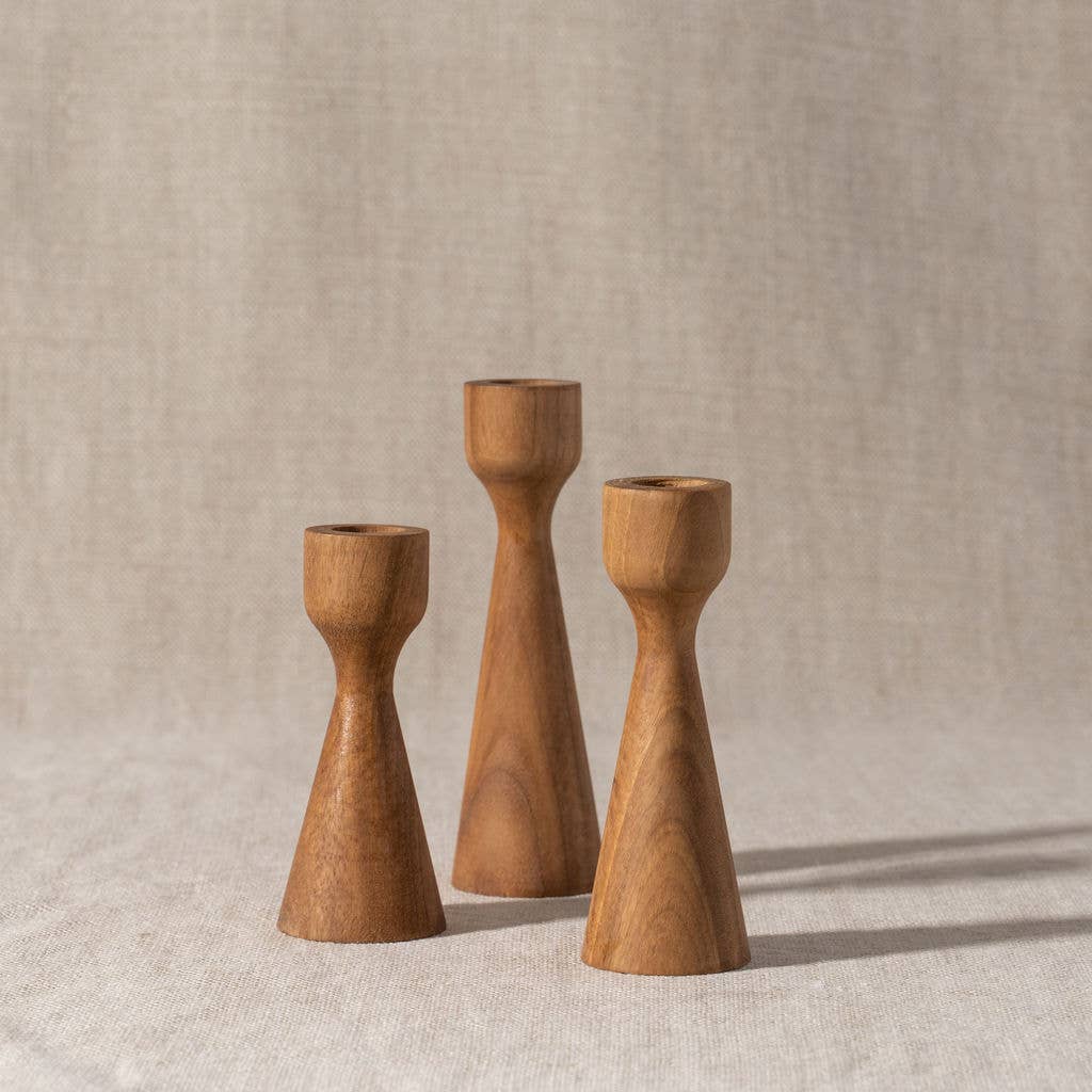 Muum Walnut Candle Holder | Set of 3