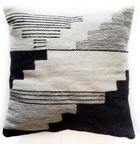 Black Terra Handwoven Throw Decorative Pillow